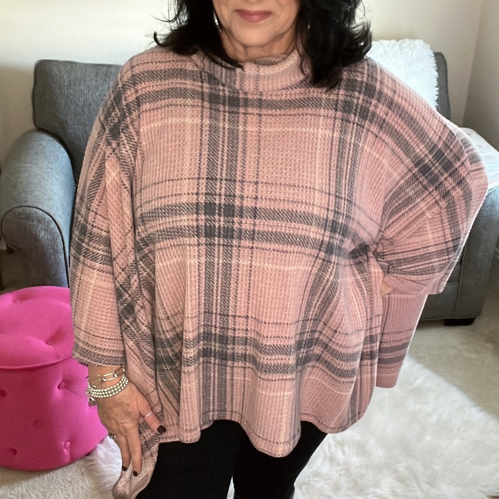 Pink and gray Poncho